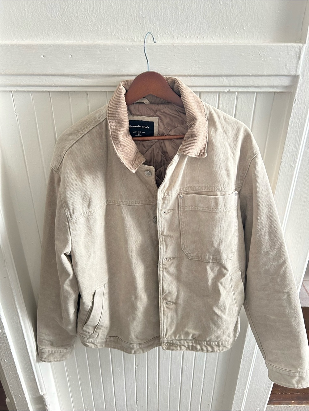Abercrombie & Fitch Men's Light Beige Corduroy Collar Jacket